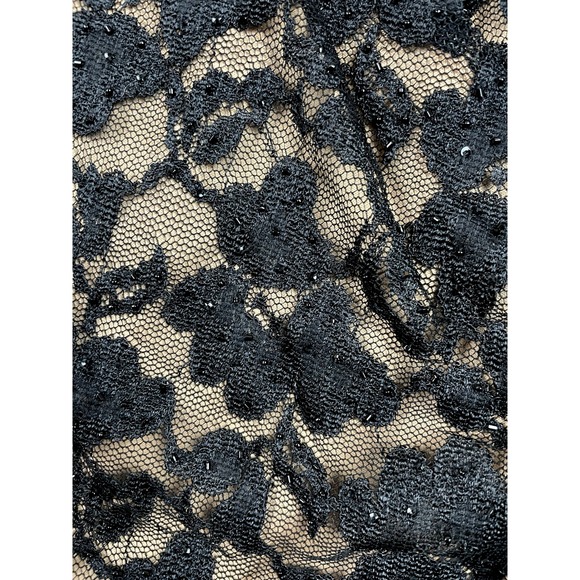 JS BOUTIQUE Lace Overlay Blouse M Sequins Faux-Wrap Mesh Top Evening Romantic - Picture 7 of 14